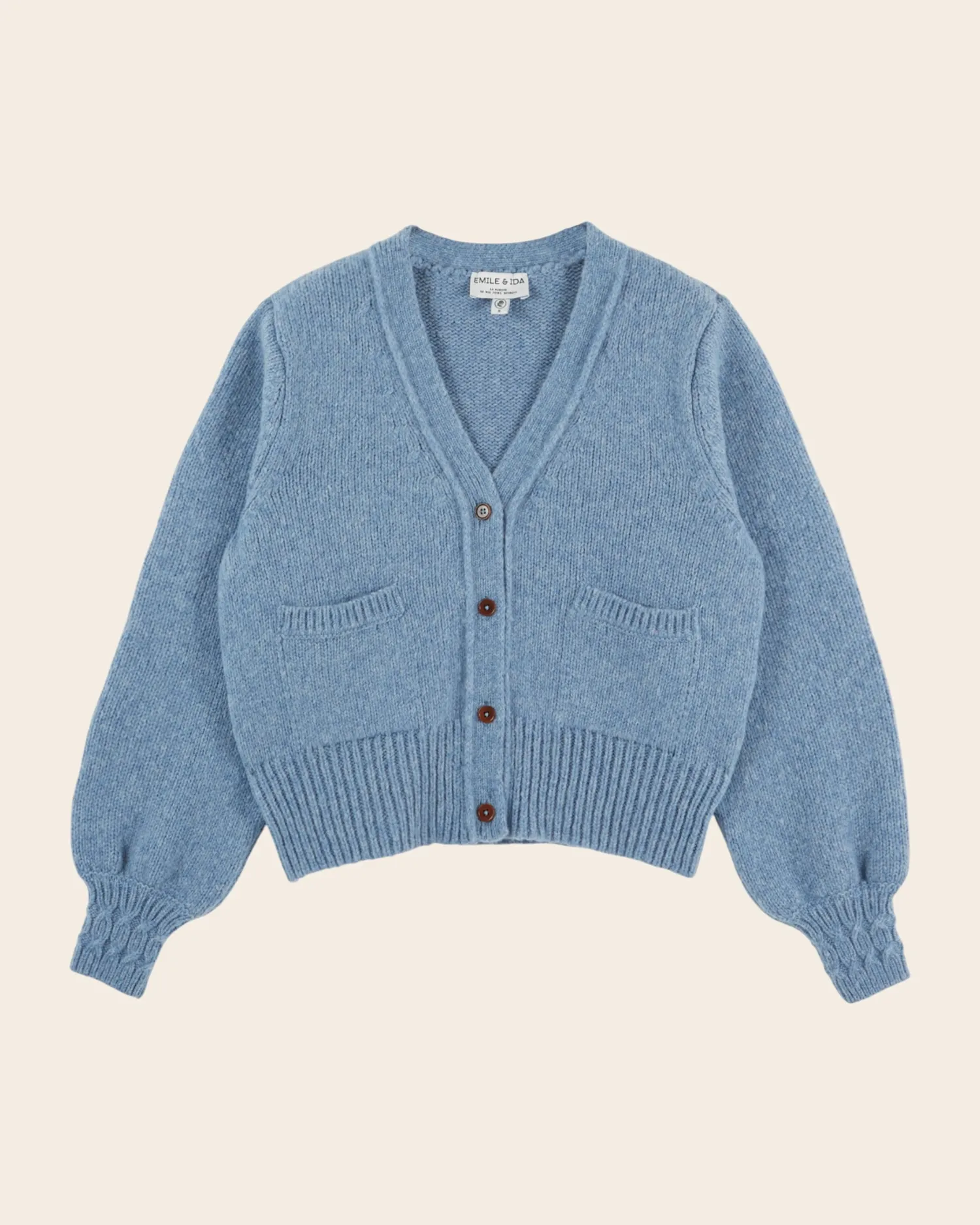 Emile et Ida Ecora cardigan lyseblå merinould