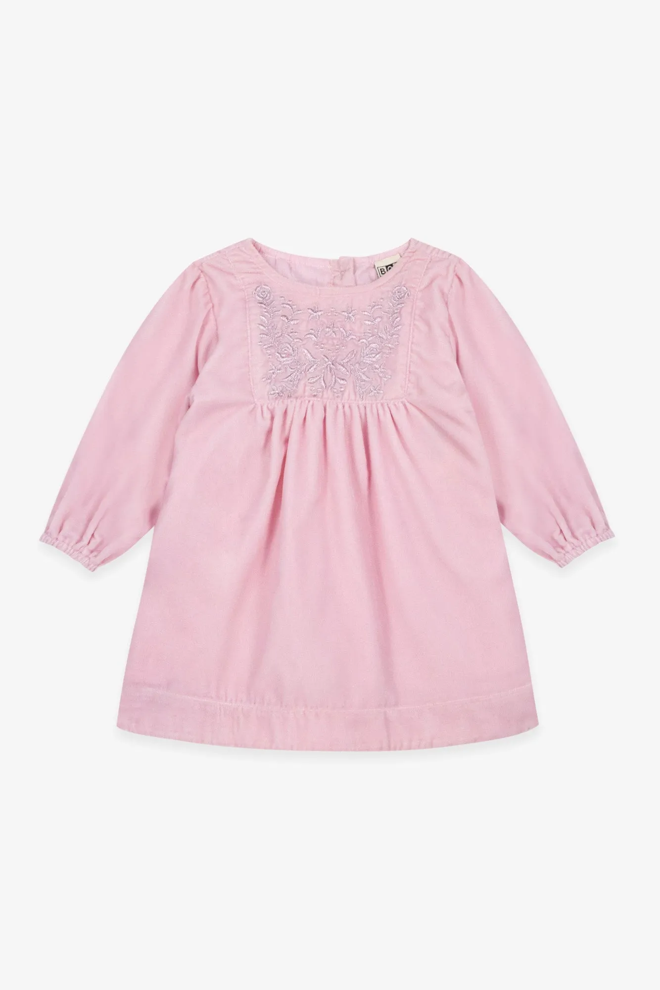 Bonton Daisy Rose Bacon kjole lyserød fløjl baby