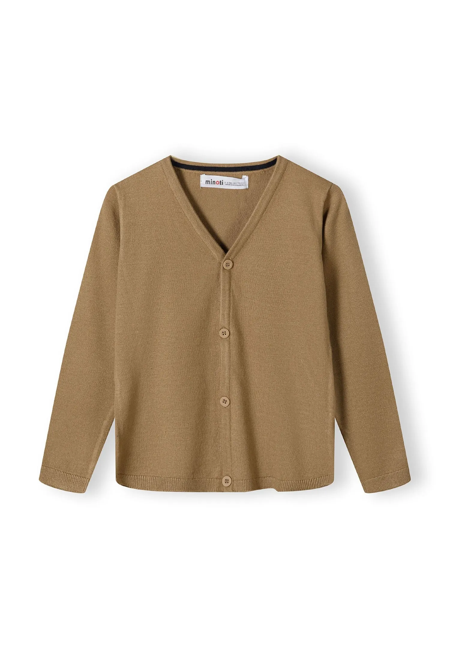 Minoti 43905 strikcardigan til drenge camel finstrik