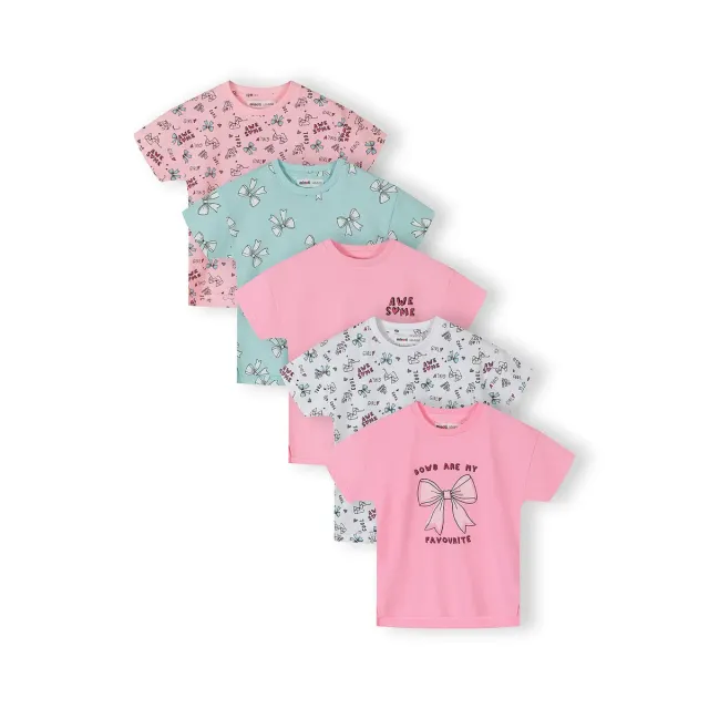 Minoti T-shirts 5-pak lyserød mint bomuld piger
