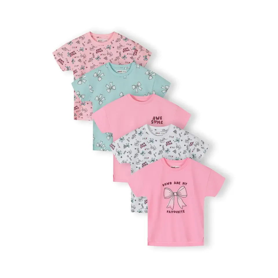 Minoti T-shirts 5-pak lyserød mint bomuld piger