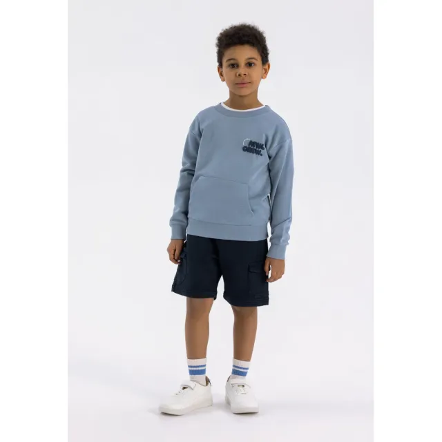 Minoti 42502 sweatshirt støvblå dreng kængurulomme
