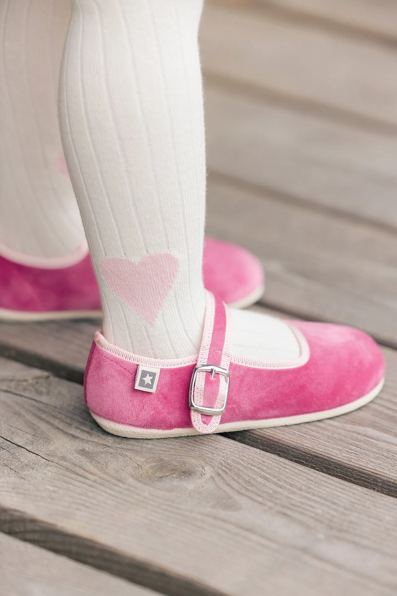 Bonton Jane Faroe ballerinasko rosa velour velcro