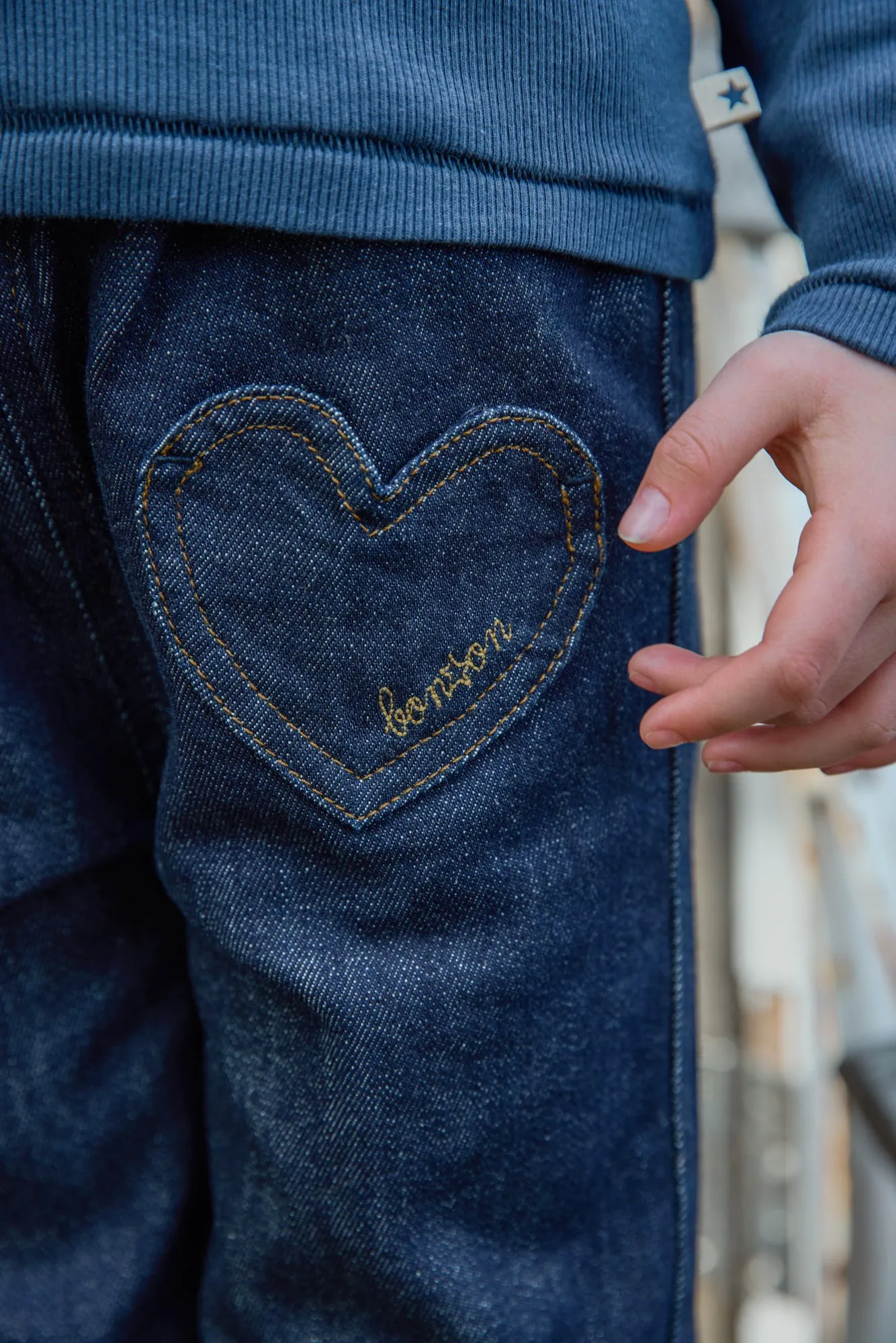 Bonton Duck jeans blå denim hjerte