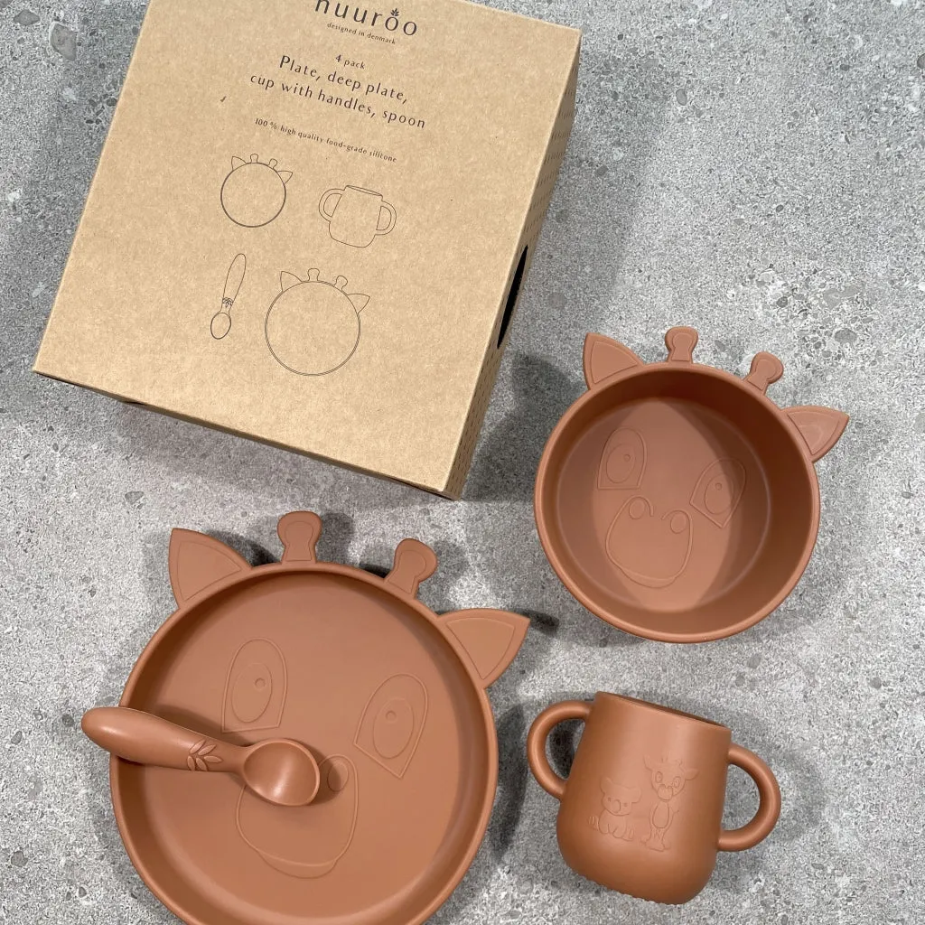 nuuroo Lykke servicesæt 4 stk caramel café silikone