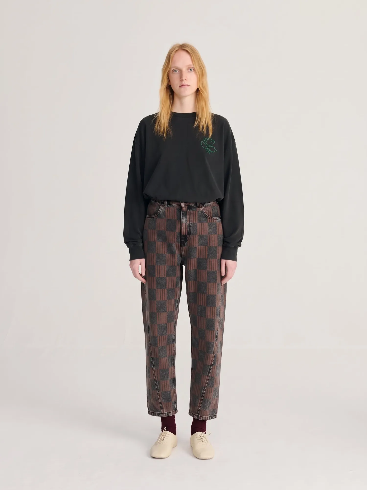 Bobo Choses Almost Moiré mom fit jeans M mørkegrå bomuld