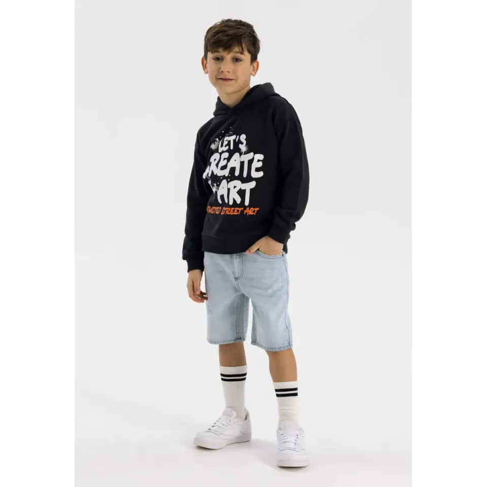 Minoti jeansshorts lyseblå denim med rift drenge