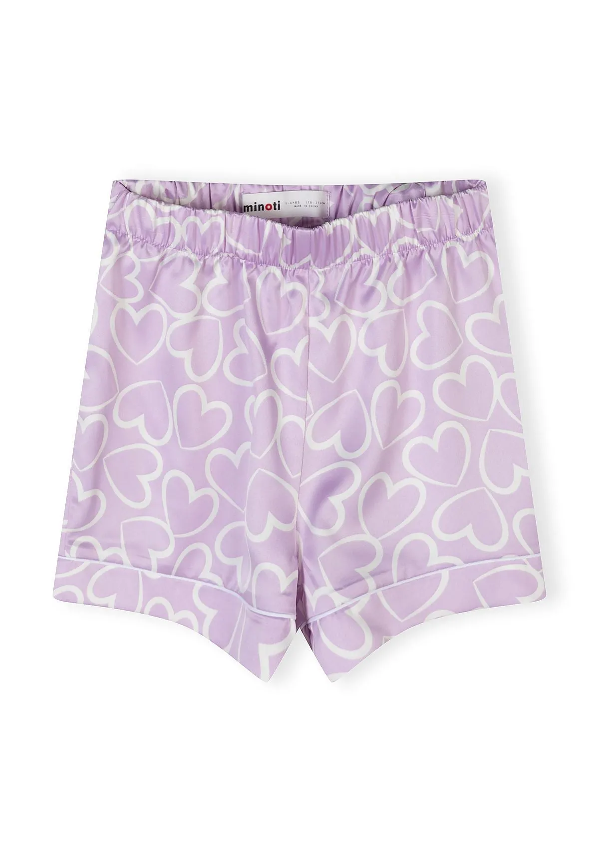 Minoti 44910 pyjamas satin lilla hjerte shorts