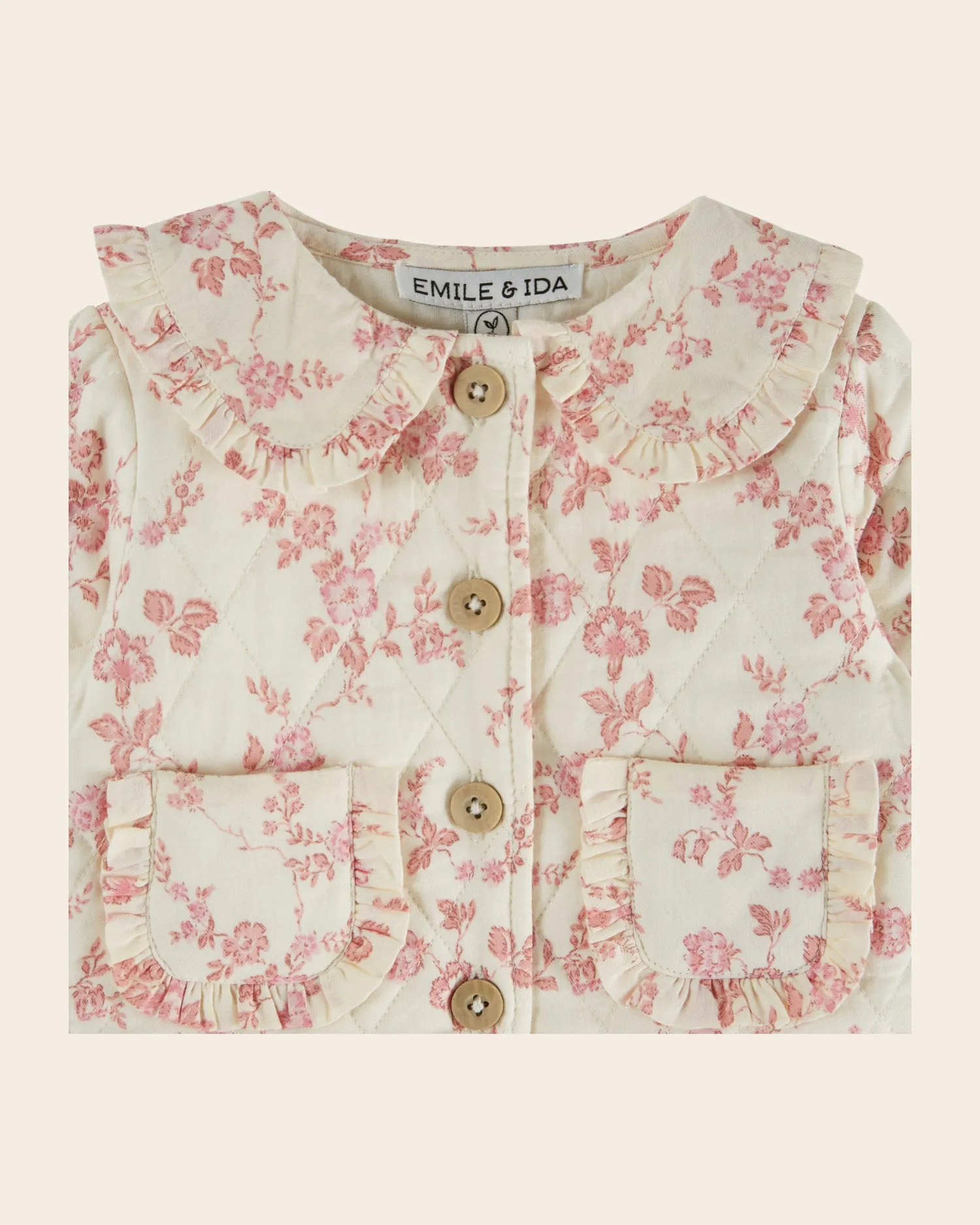 Emile et Ida Rosalie jakke quiltet øko ecru rosa