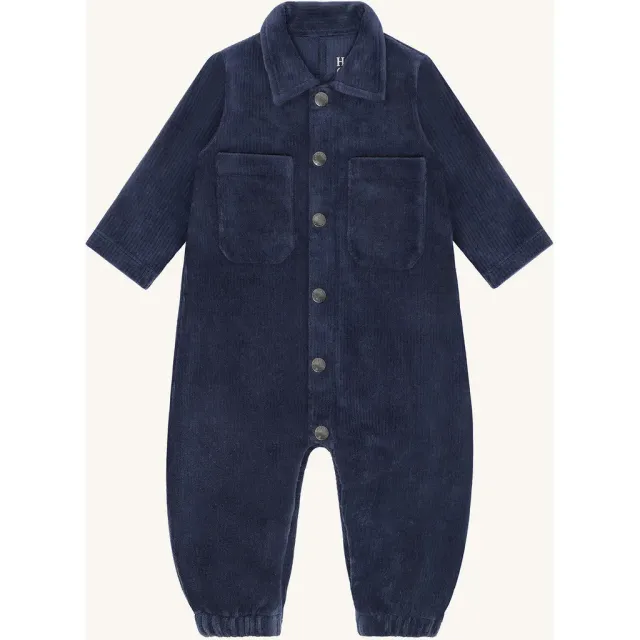 Hust & Claire HCMars Ribbed velour heldragt Blues bomuld