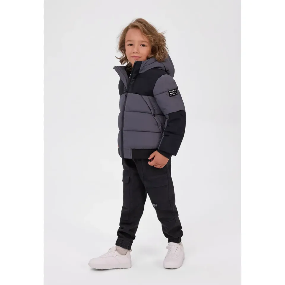 Minoti 45236 dynejakke charcoal med fleece til drenge