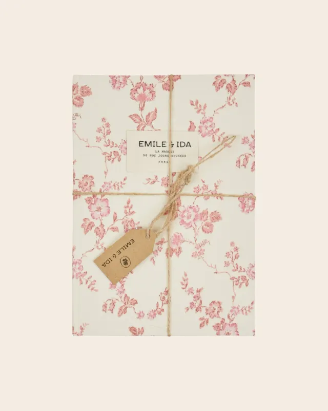 Emile et Ida Fleuri notesbog ecru med rosa blomster