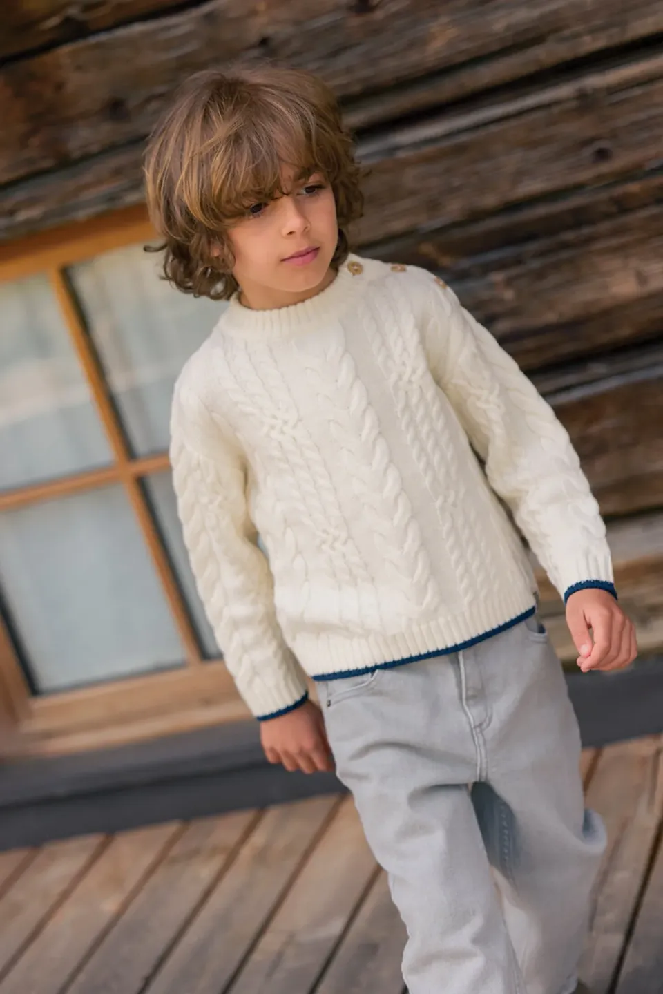 Bonton Maylon sweater mouton strik ecru 4-14 år