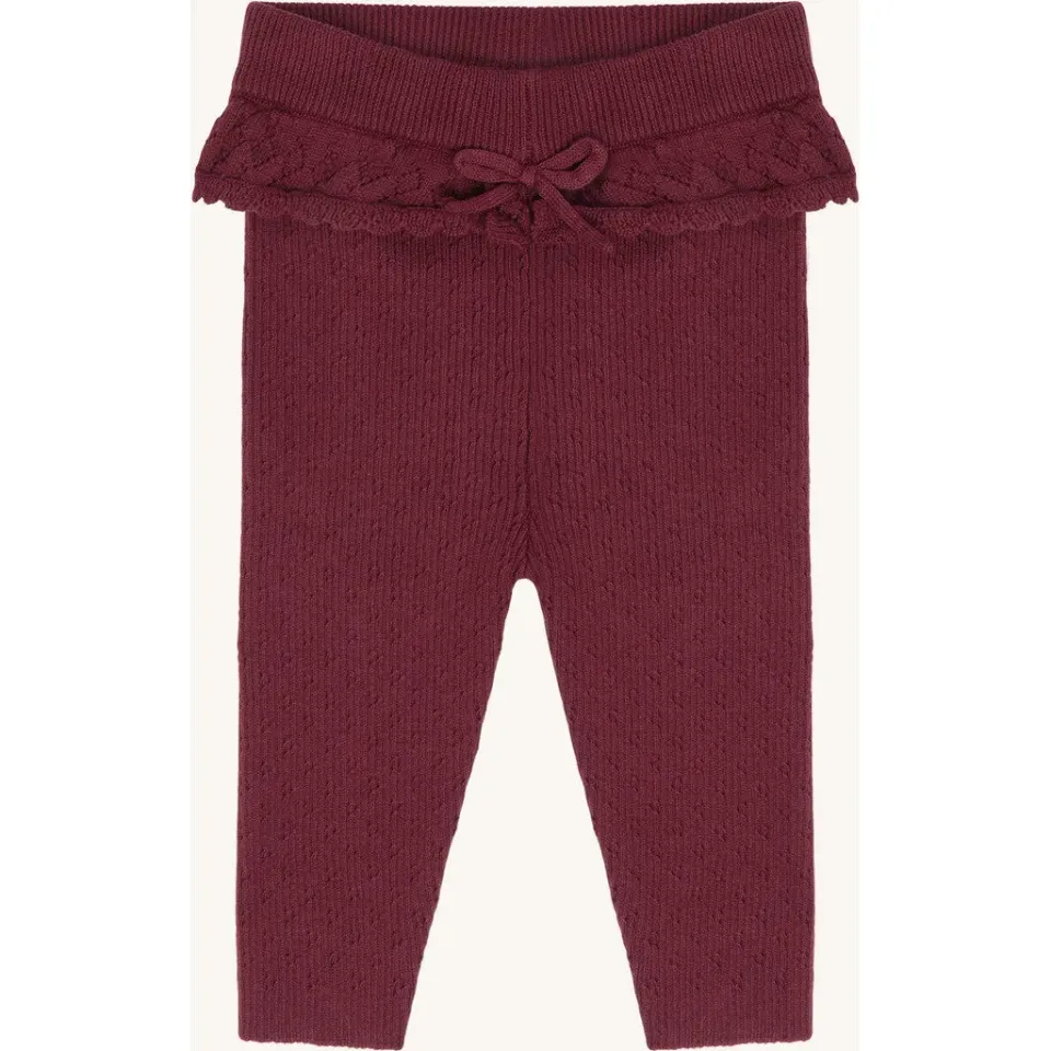 Hust & Claire Lisa knit rib leggings Maroon bomuld