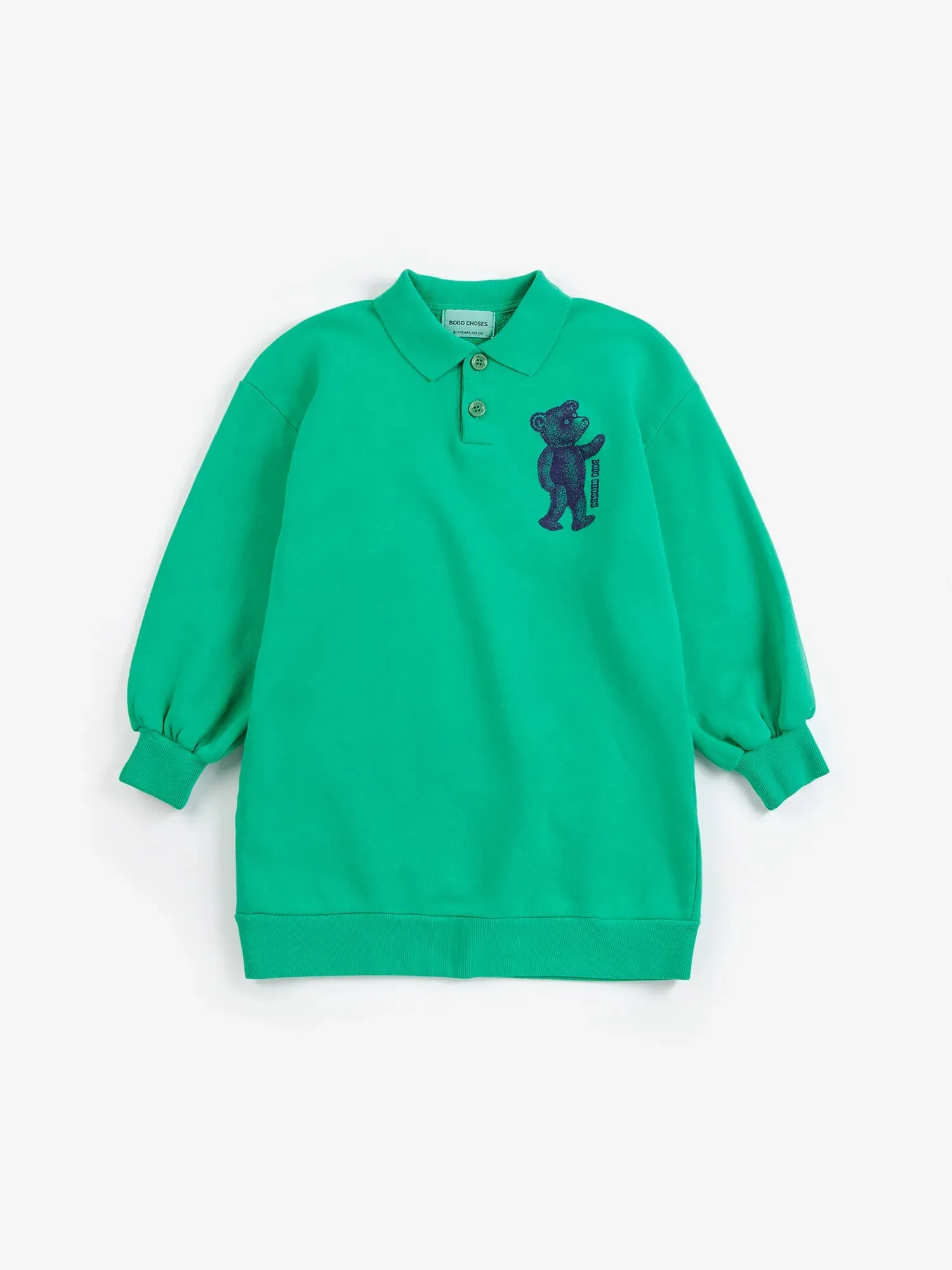 Bobo Choses Softpaw Monster polo sweatshirt kjole grøn