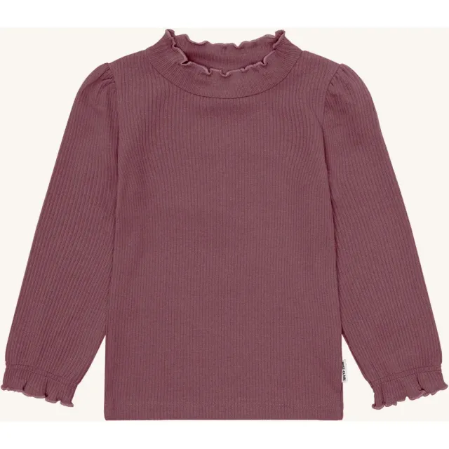 Hust & Claire HCAmma Solid bluse langærmet plum flæse