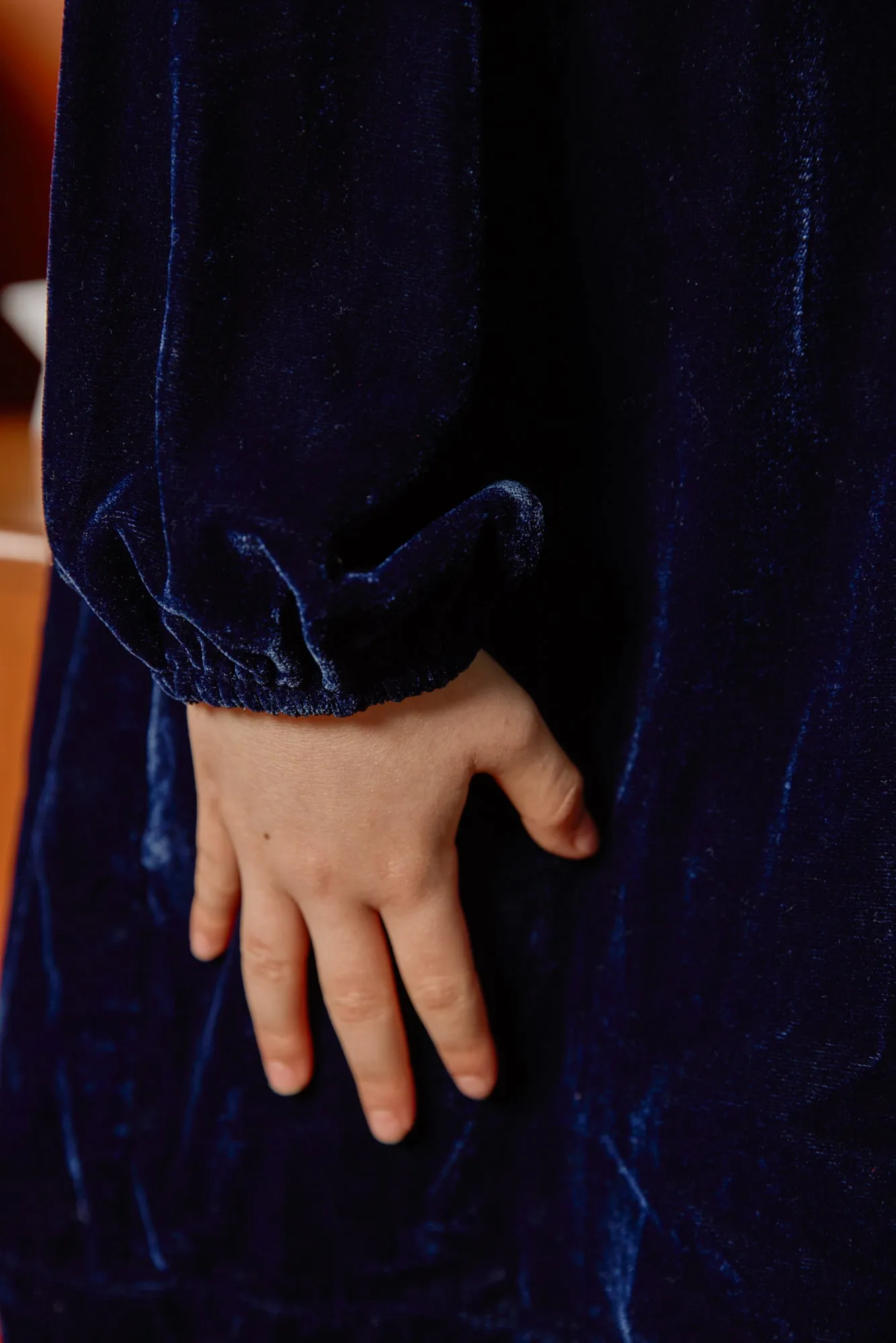 Bonton Pimousse Sailor Blue kjole blå velour
