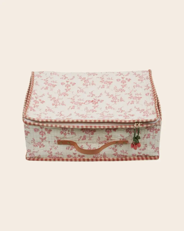 Emile et Ida Grand Valise kuffert ecru rosa blomster