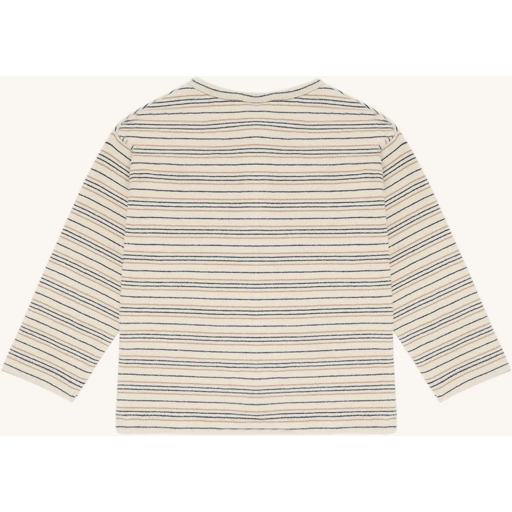 Hust & Claire Sune strikstrib langærmet t-shirt hvid bomuld