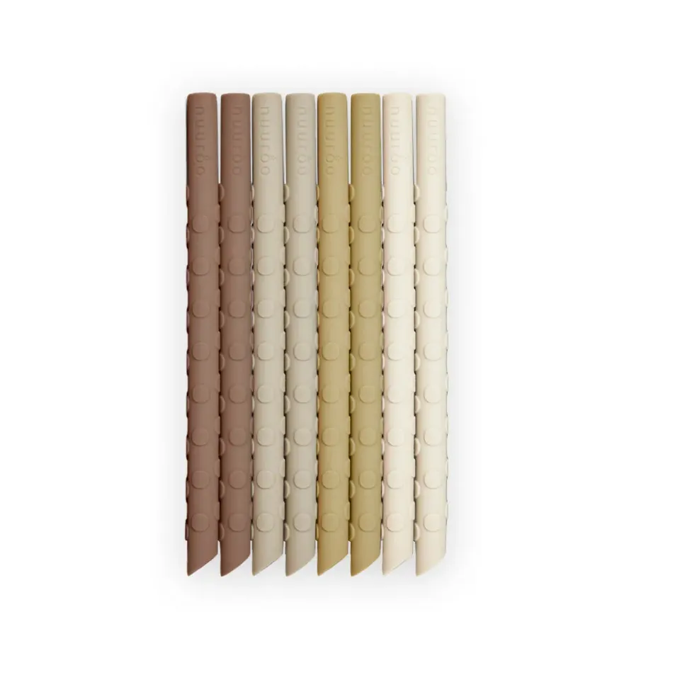 nuuroo Ada sugerør 8 stk brown mix silikone