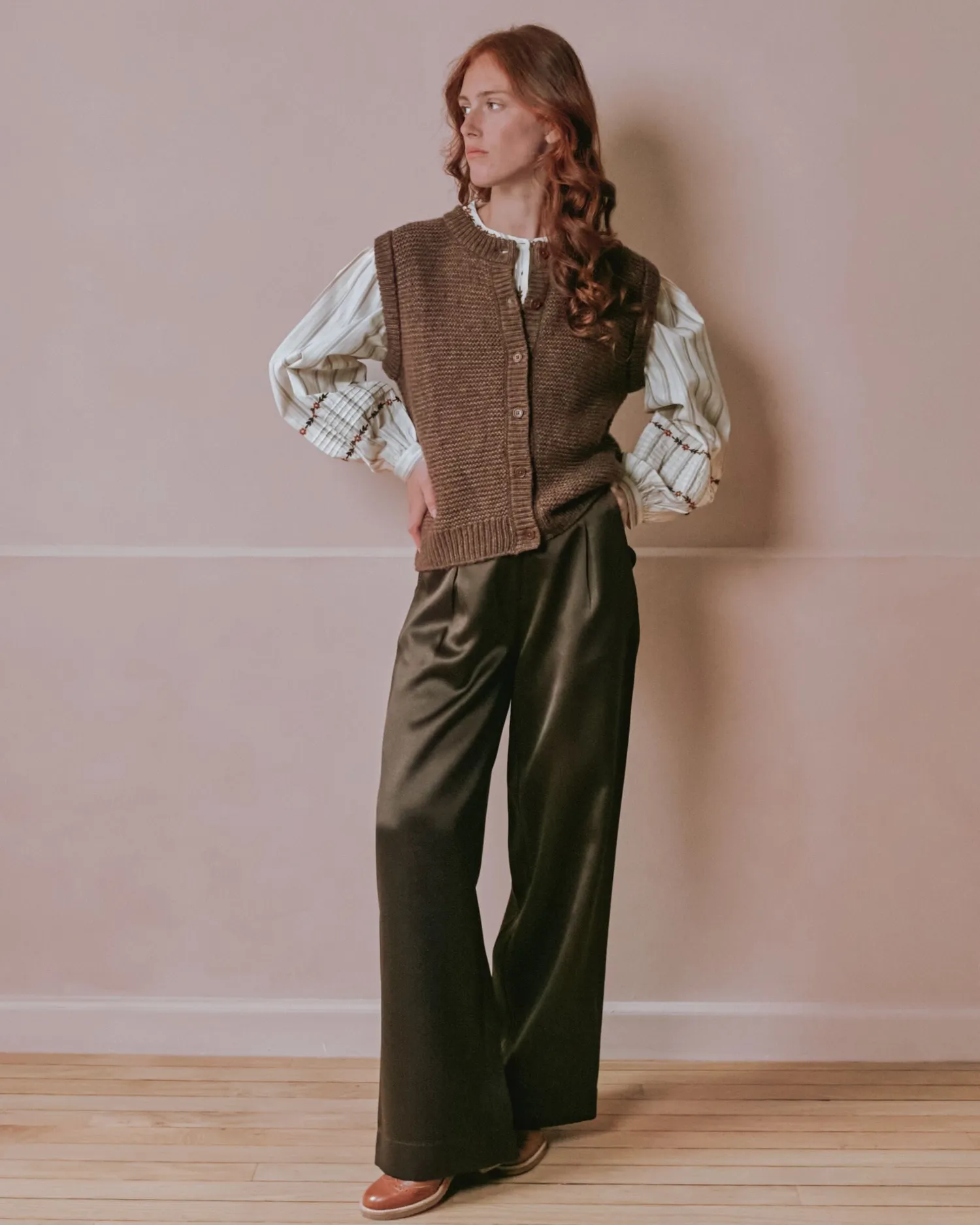 Emile et Ida vest brun ærmeløs merino uld