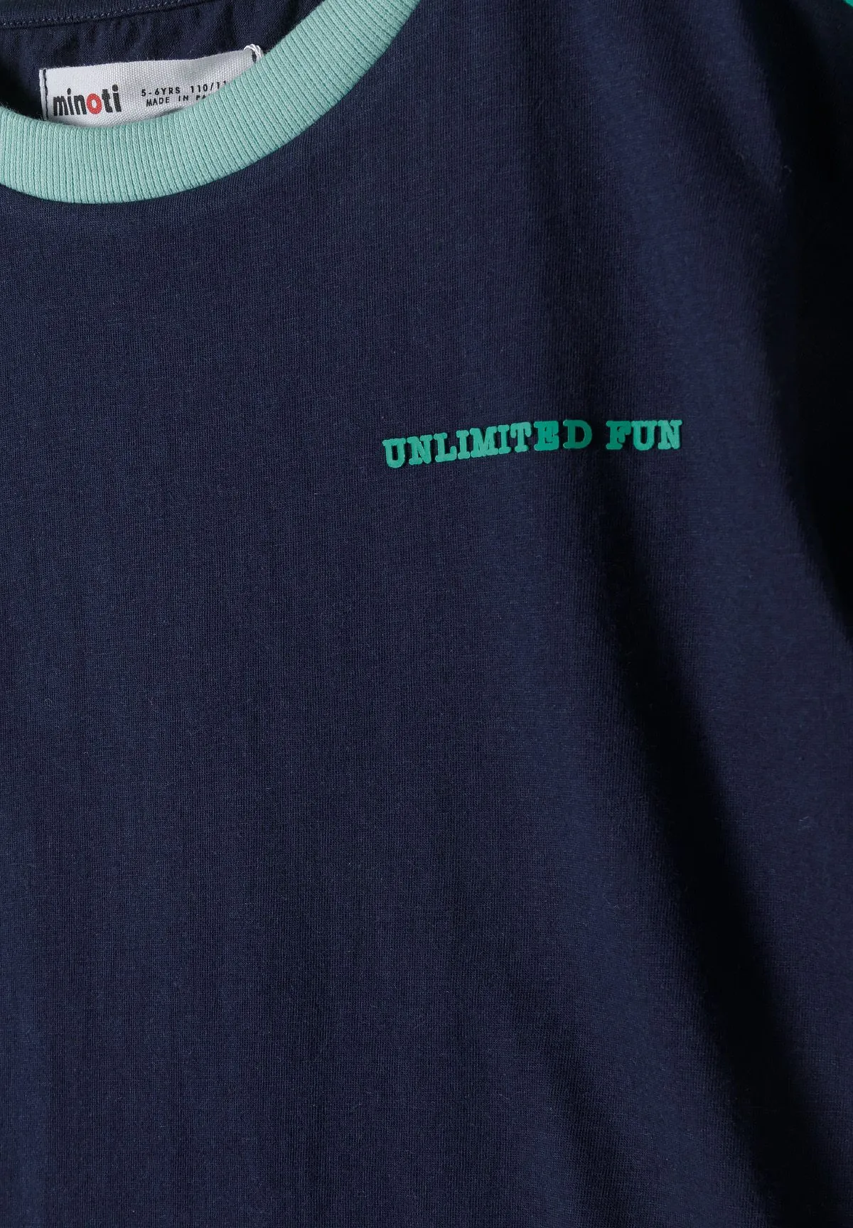 Minoti 42518 sæt T-shirt shorts navy grøn til drenge