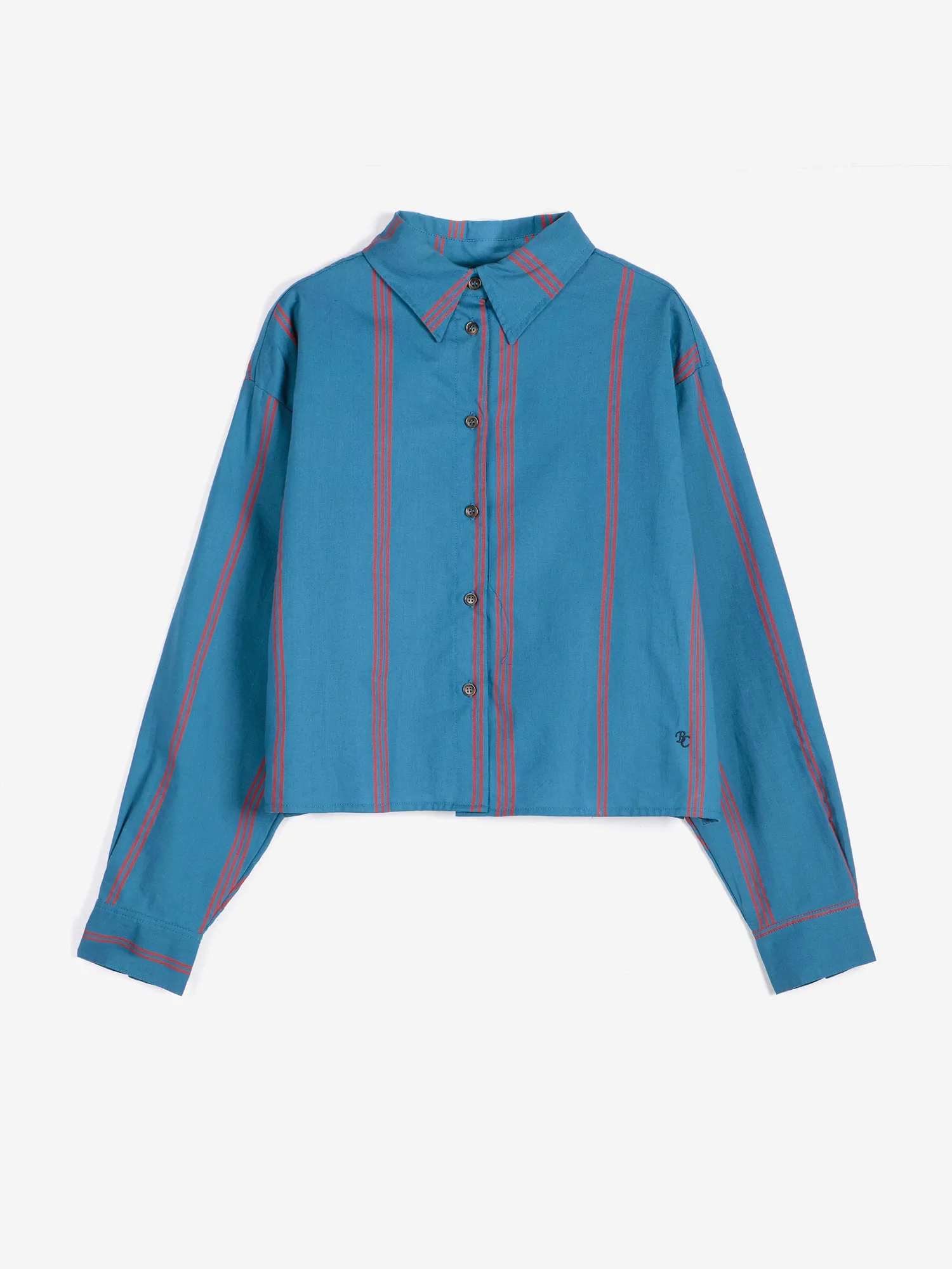 Bobo Choses Triple Stripes poplinskjorte preussisk blå XS