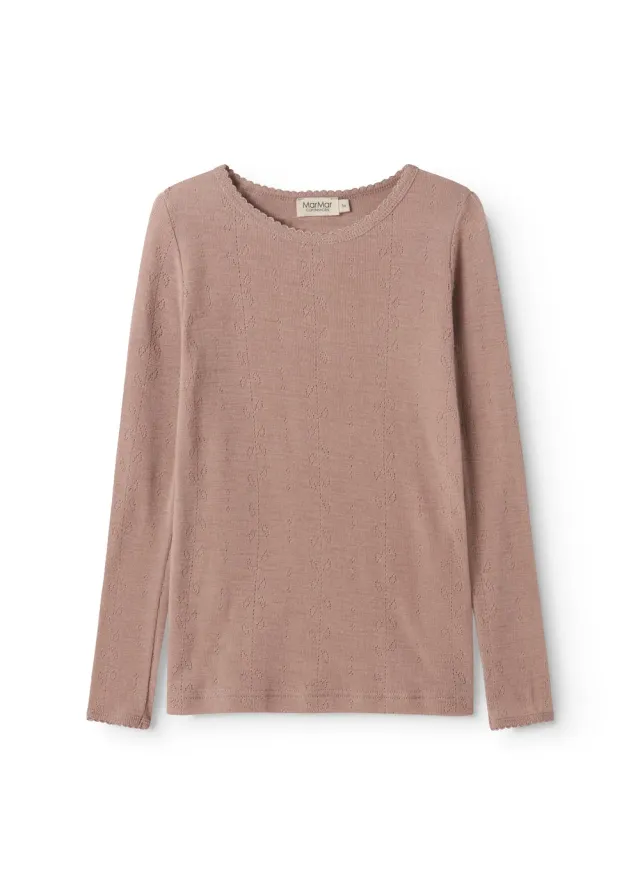 MarMar Tamra uld t-shirt Burnt Rose pointelle