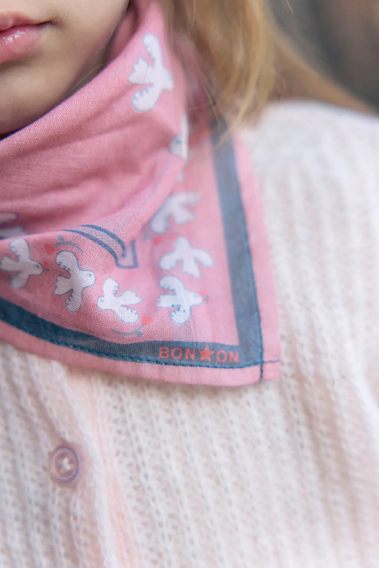 Bonton Little Birdy tørklæde rosa bomuld