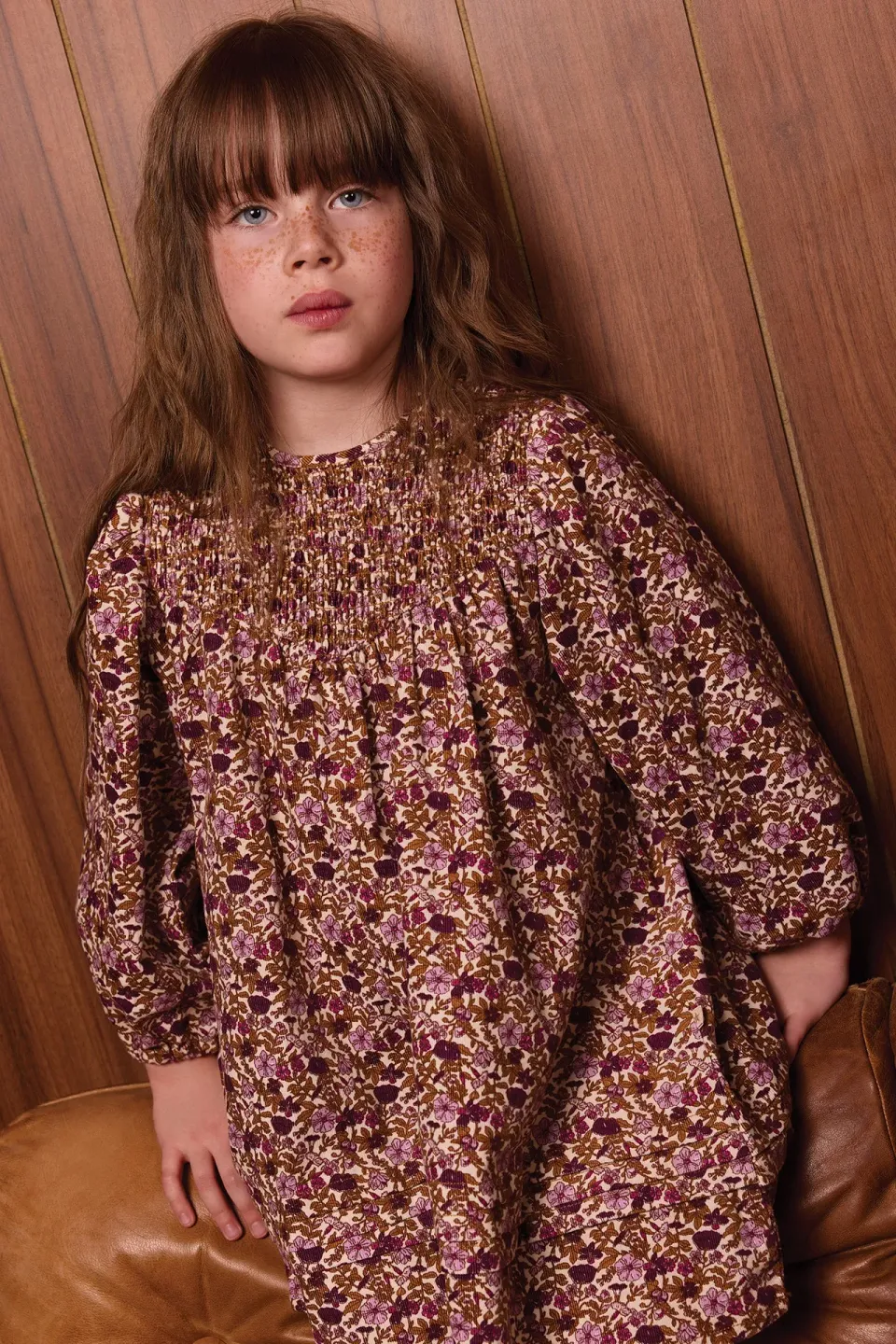 Bonton Perle Swinging London kjole velour blomstret