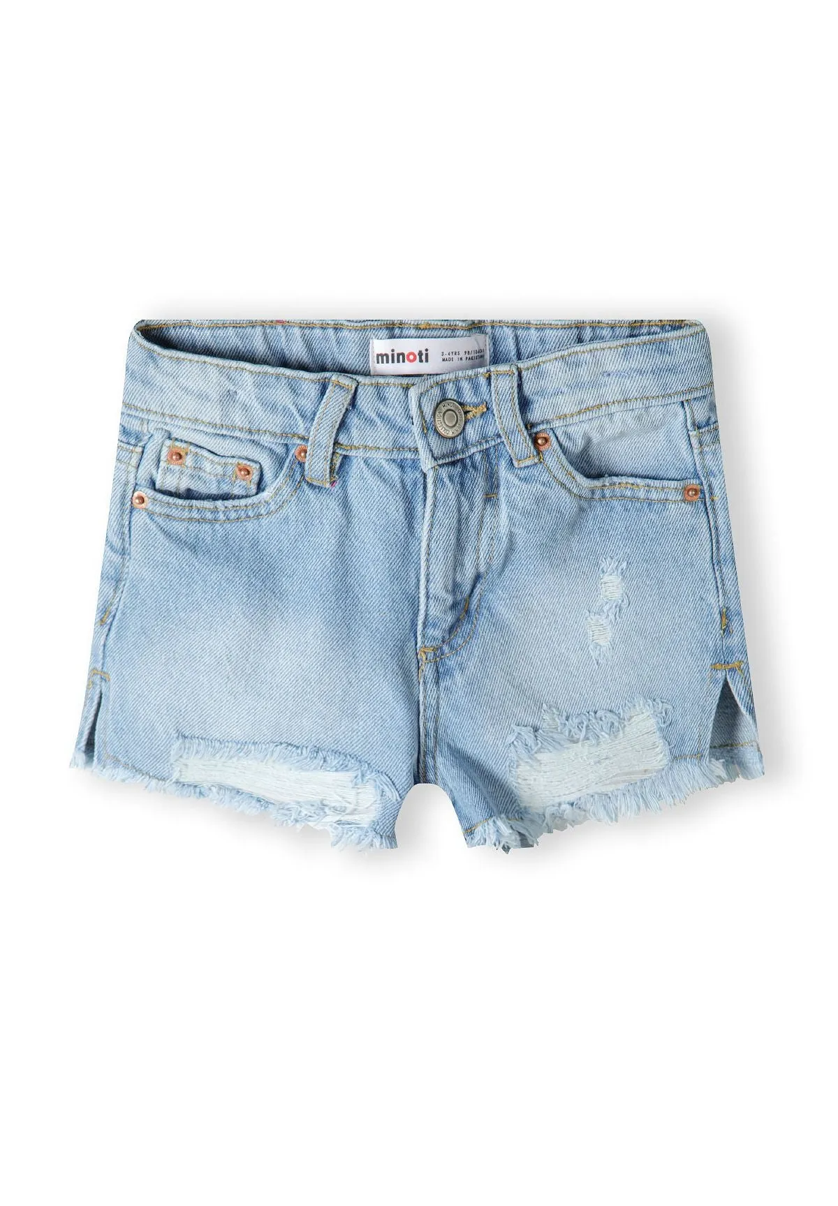 Minoti 40386 denimshorts lyseblå frynser
