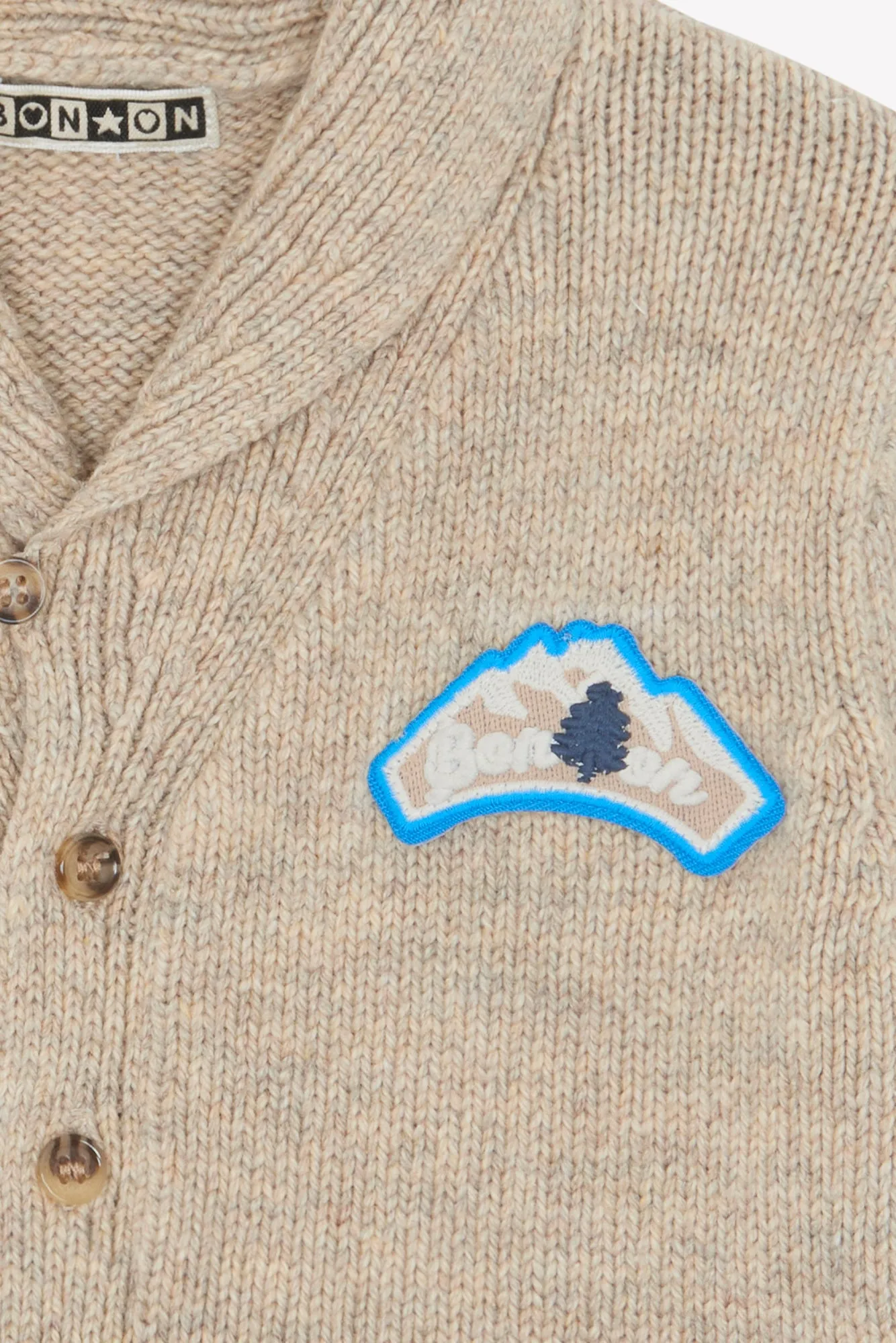 Bonton Hubert Renne cardigan beige bomuld sjalhals