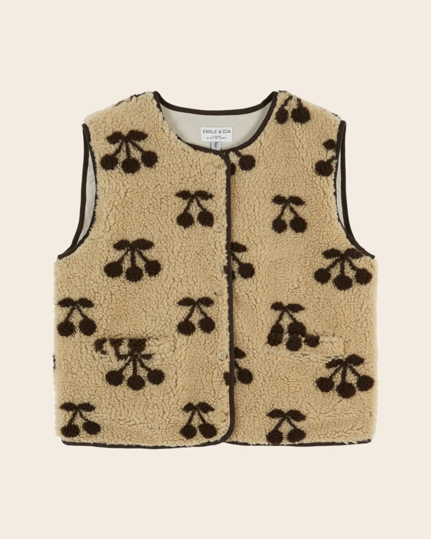 Emile et Ida Etincelle Cerise vest beige kirsebær