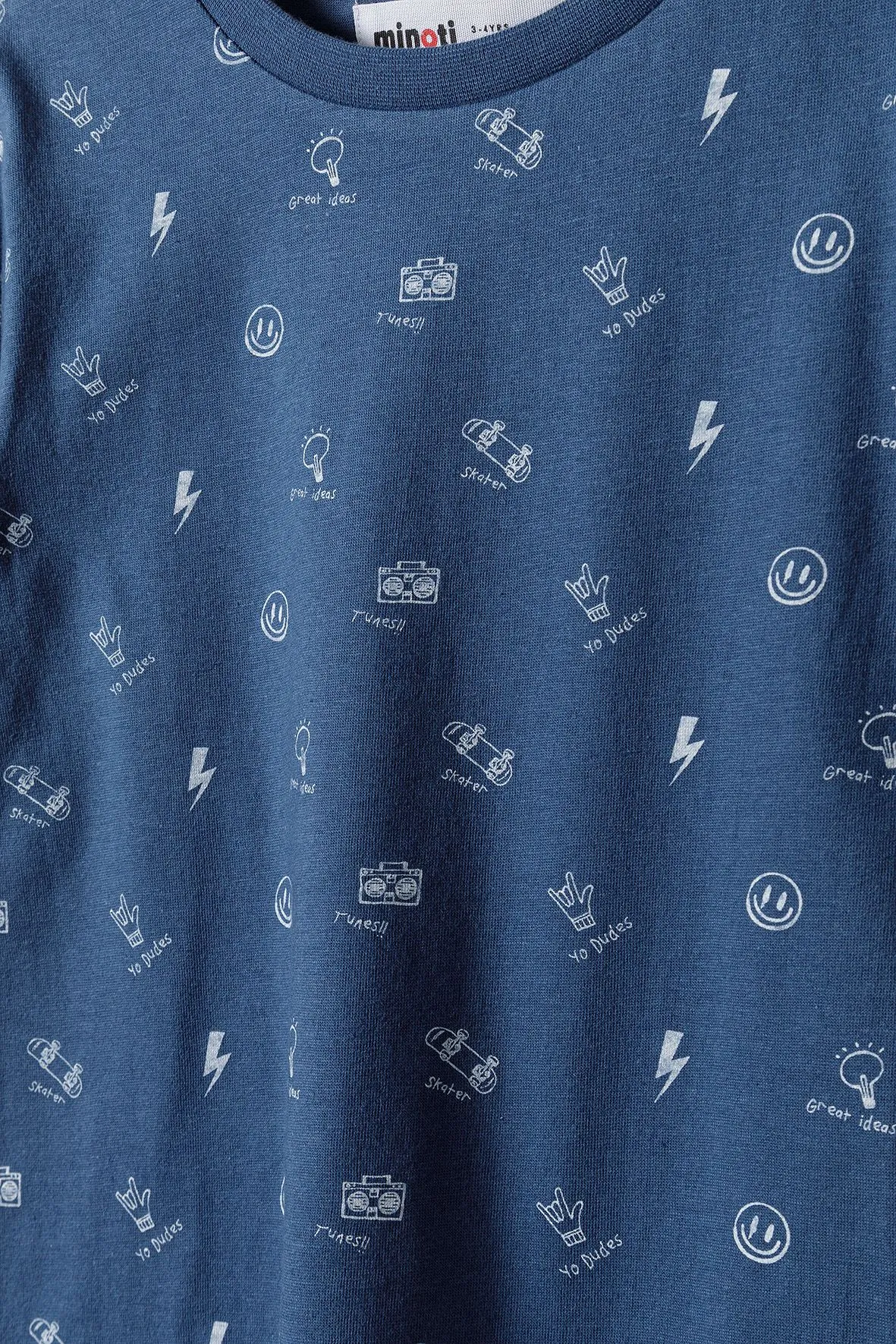 Minoti 38413 t-shirt mørkeblå med print til drenge