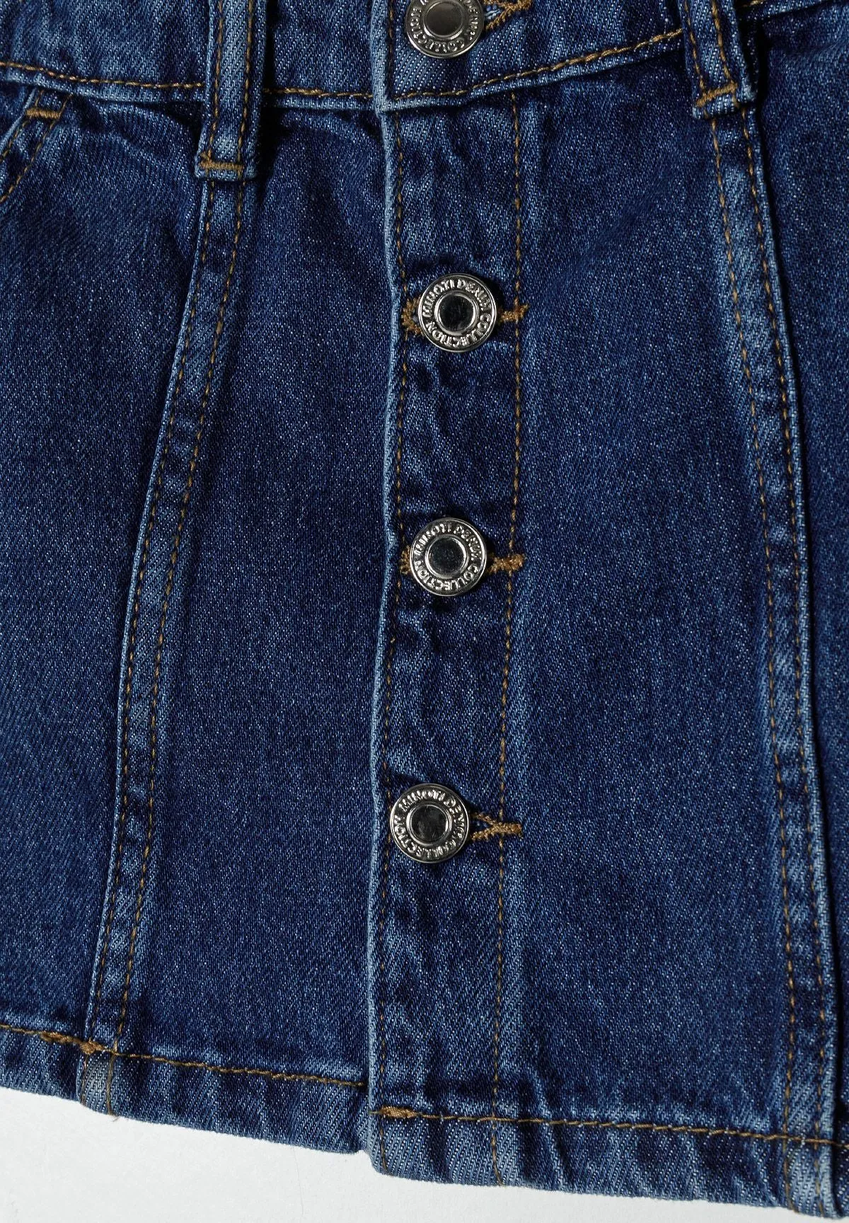 Minoti 42722 denimnederdel marineblå knælang