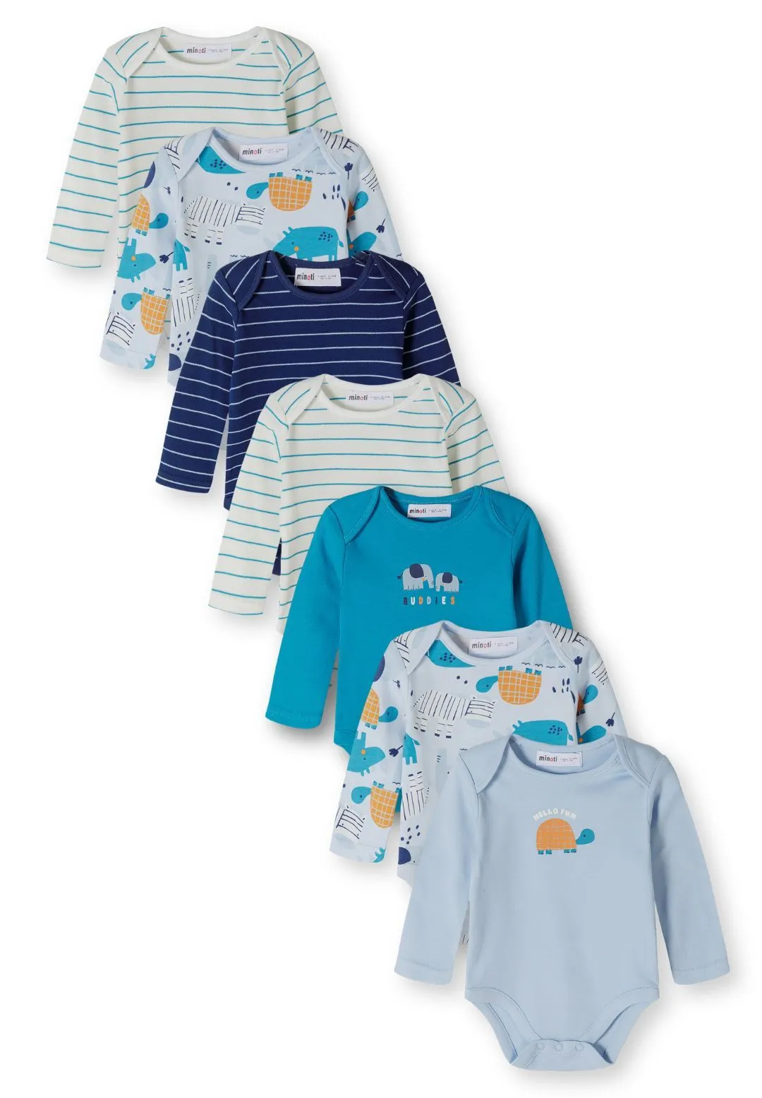Minoti baby bodys langærmet print 7-pak
