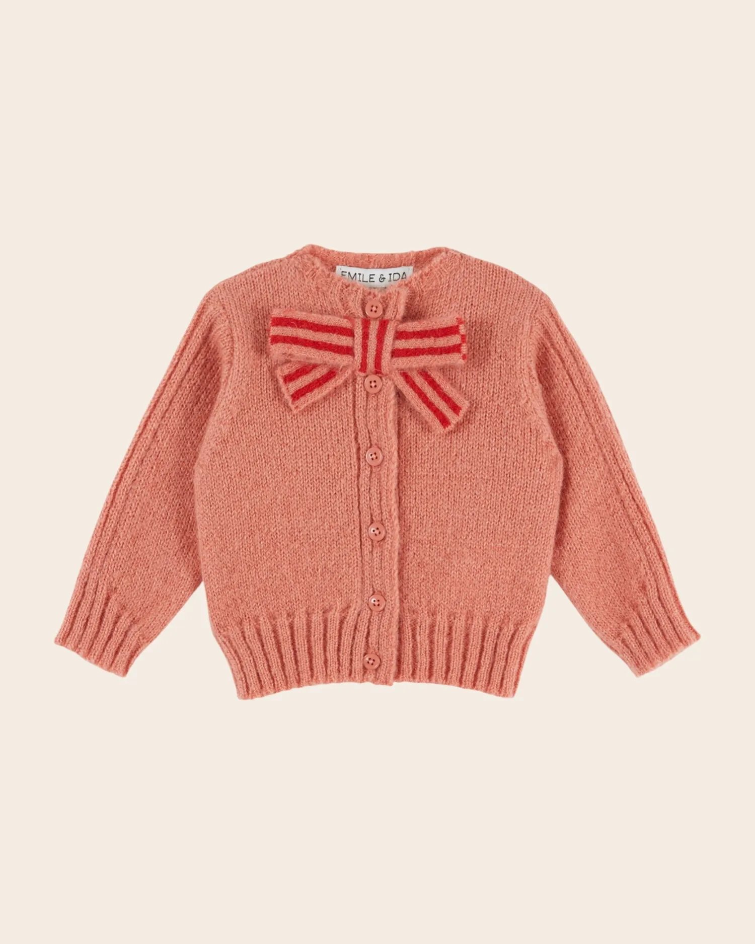 Emile et Ida AE231 cardigan rosa mohair sløjfe
