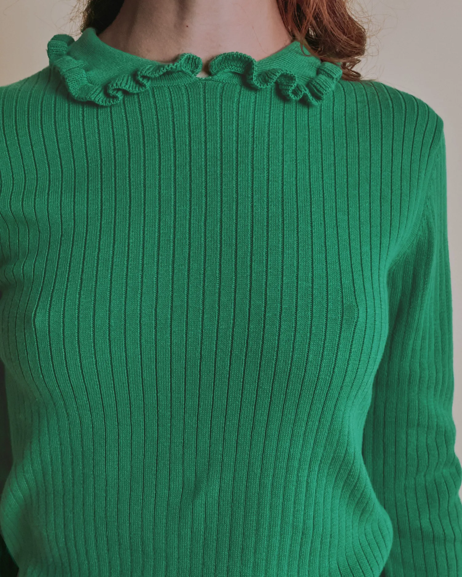 Emile et Ida Eliane pullover grøn rib flæsekrave
