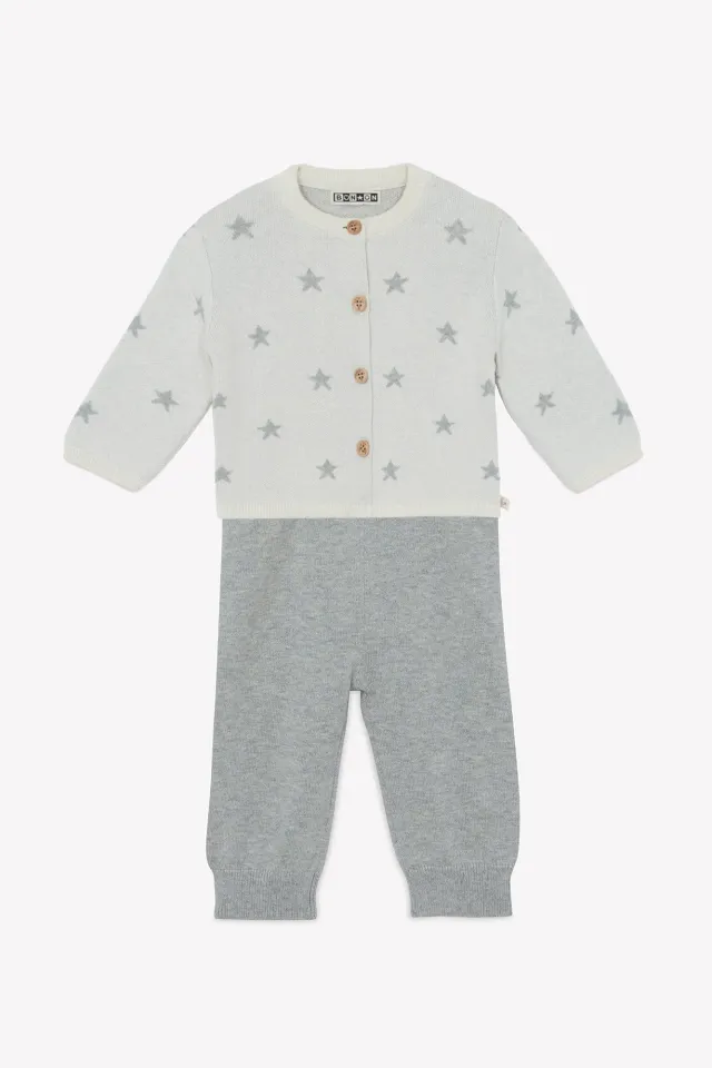 Bonton Loup Gris Chine babysæt gråmeleret stjerne