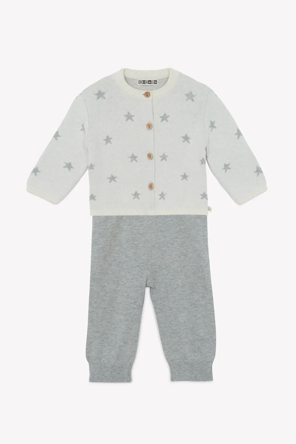 Bonton Loup Gris Chine babysæt gråmeleret stjerne