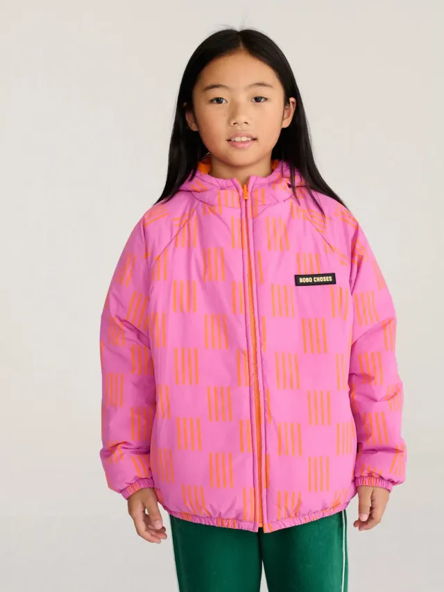 Bobo Choses Almost Moiré all over reversible anorak fuchsia