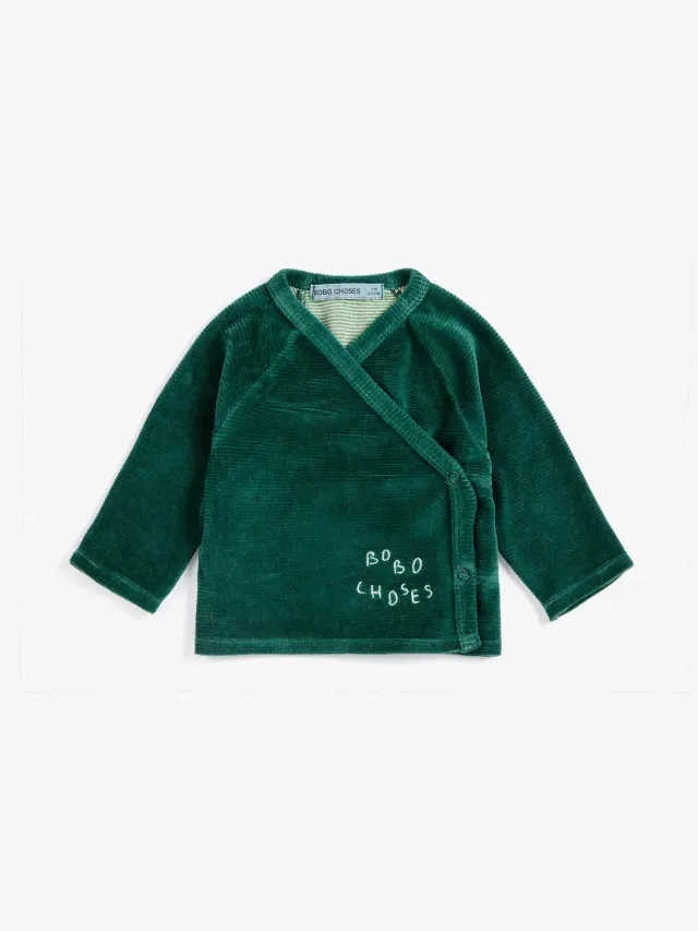 Bobo Choses All About Monsters crossed velvet t-shirt grøn 1M