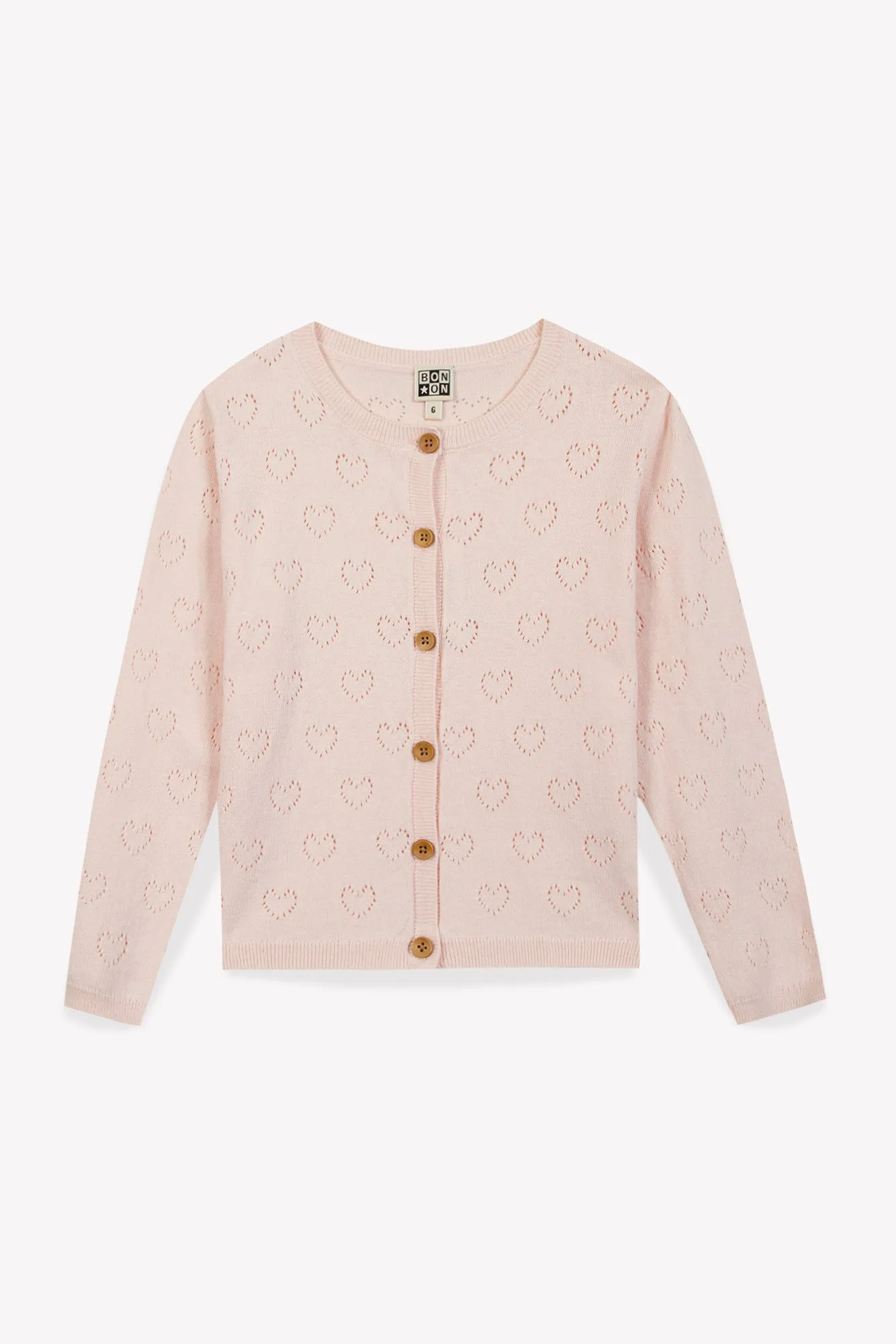 Bonton Lilou cardigan lyserød hjerter bomuld
