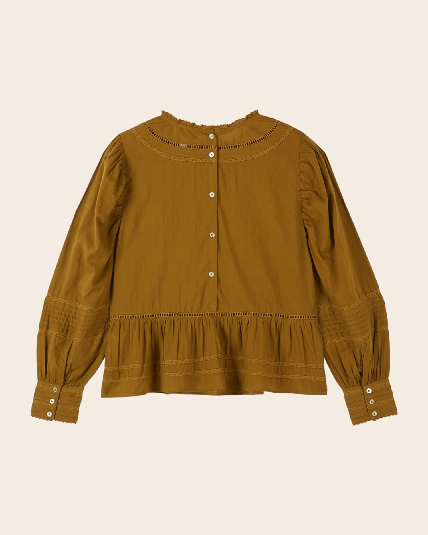 Emile et Ida Eglantine bluse oliven broderi løs