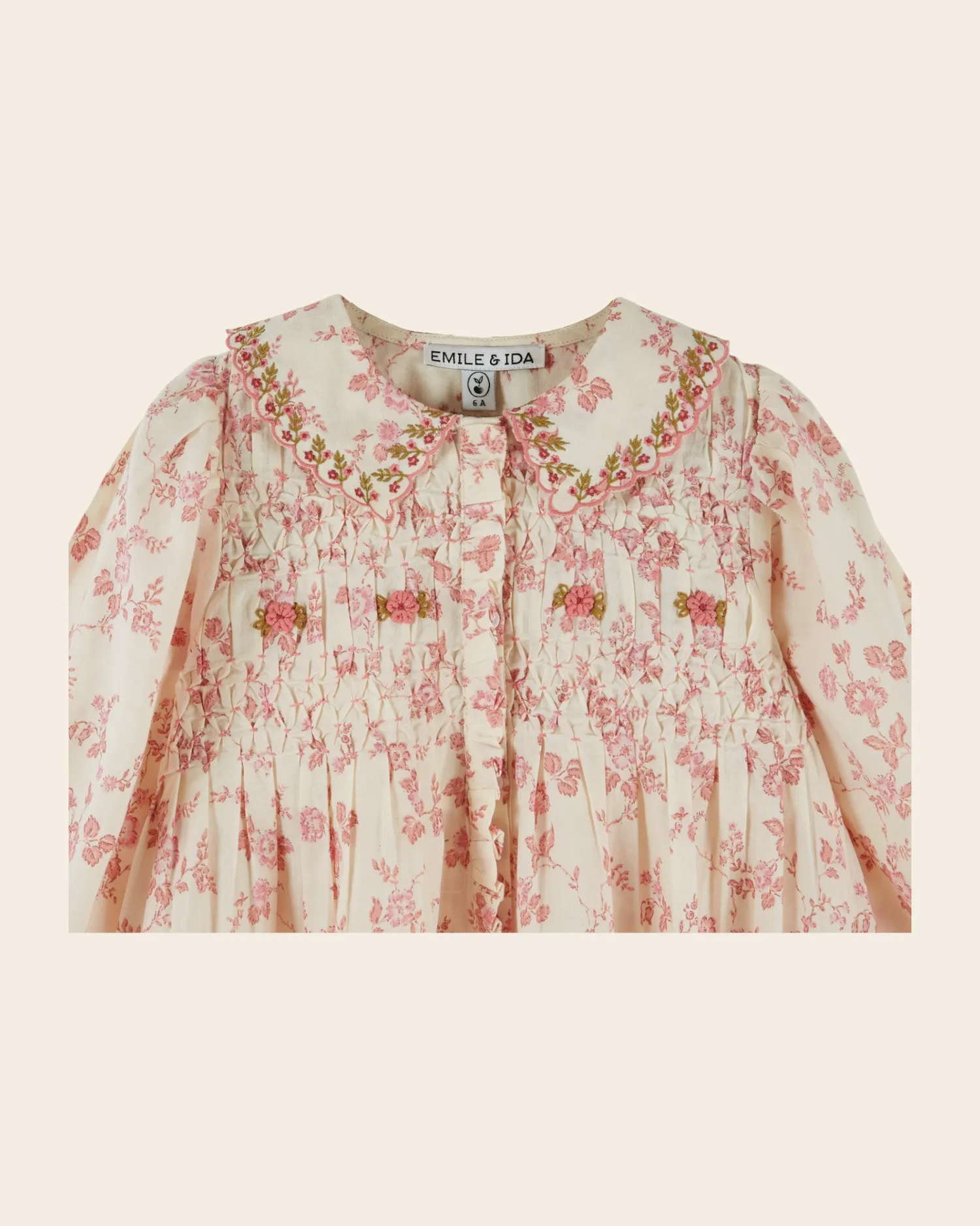 Emile et Ida Rosalie kjole ecru rosa bomuld