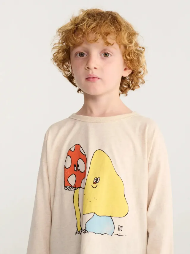 Bobo Choses Mush Monster Duo t-shirt beige bomuld løs