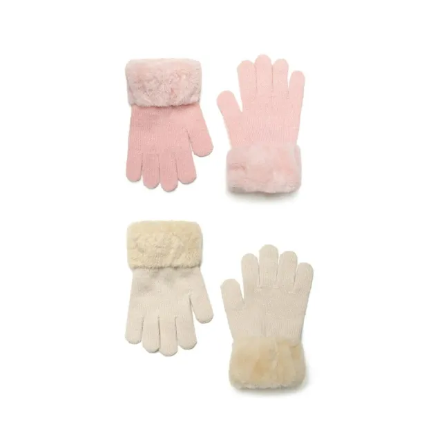 Minoti 41630 strikhandsker 2-pak rosa piger