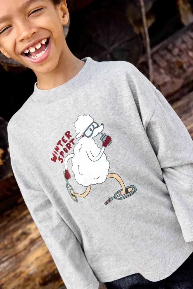 Bonton Laurel Winter t-shirt til børn grå langærmet