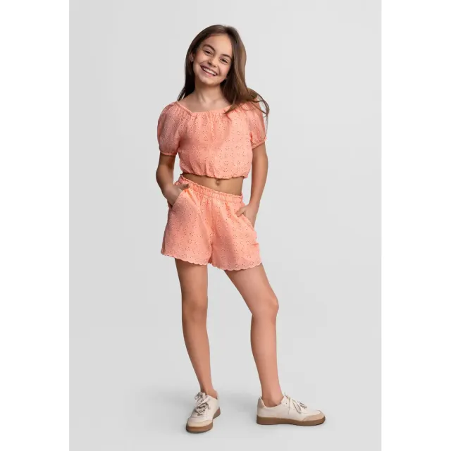 Minoti Top Shorts sæt abrikos bomuld str 104-172