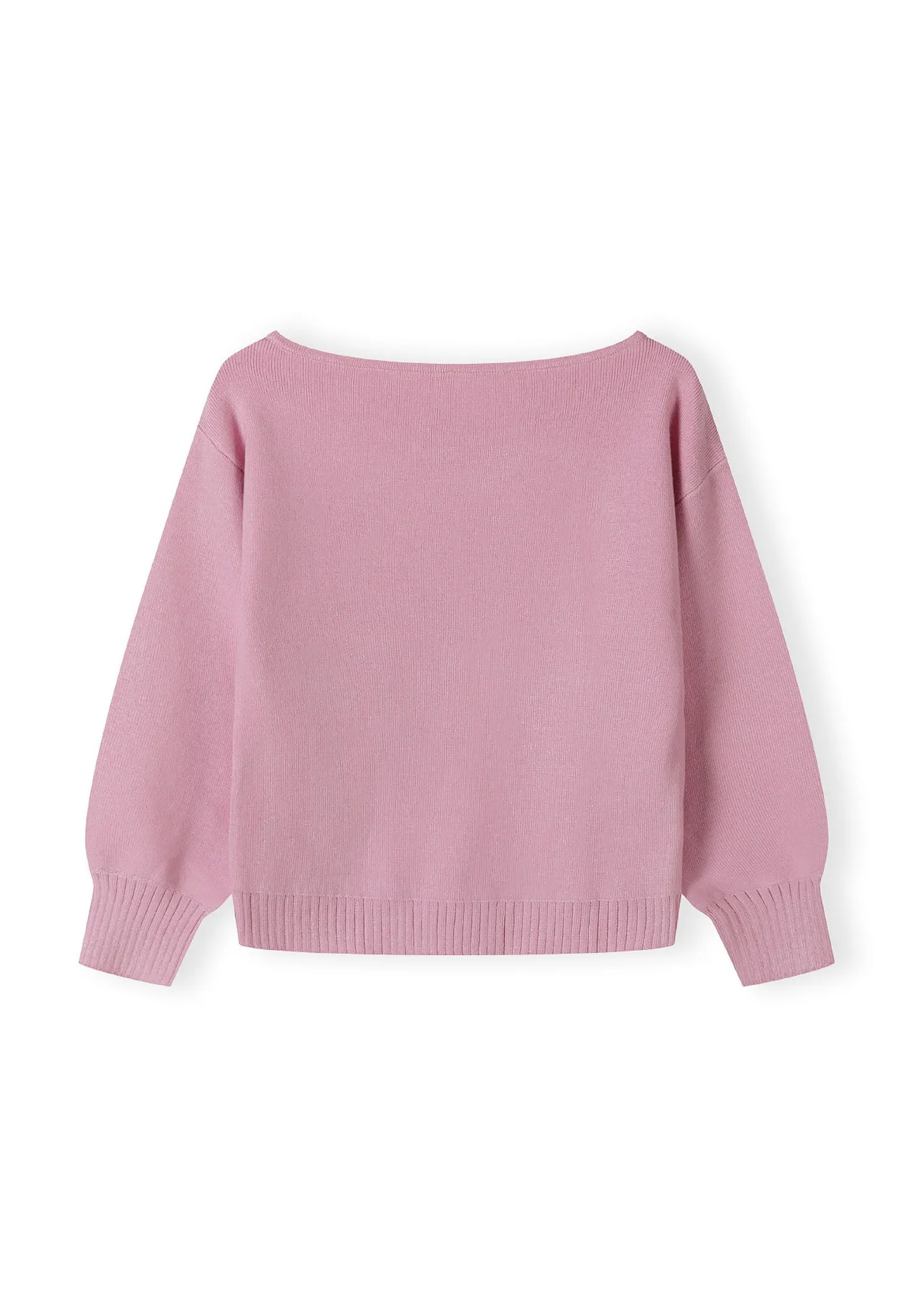 Minoti 43901 pullover rosa bådudskæring pige strukturstrik